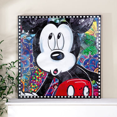 Wandbild – Holzrahmen Design, Leinwand Struktur, Pop Art Motiv - Mickey | Gilde