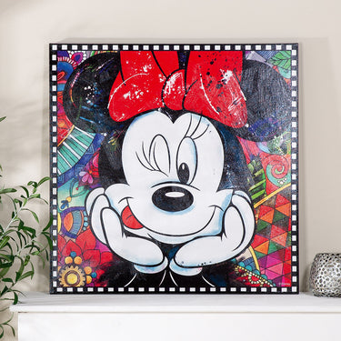 Wandbild – Holzrahmen Design, Leinwand Struktur, Pop Art Motiv - Minnie | Gilde