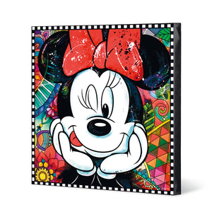 Wandbild – Holzrahmen Design, Leinwand Struktur, Pop Art Motiv - Minnie | Gilde
