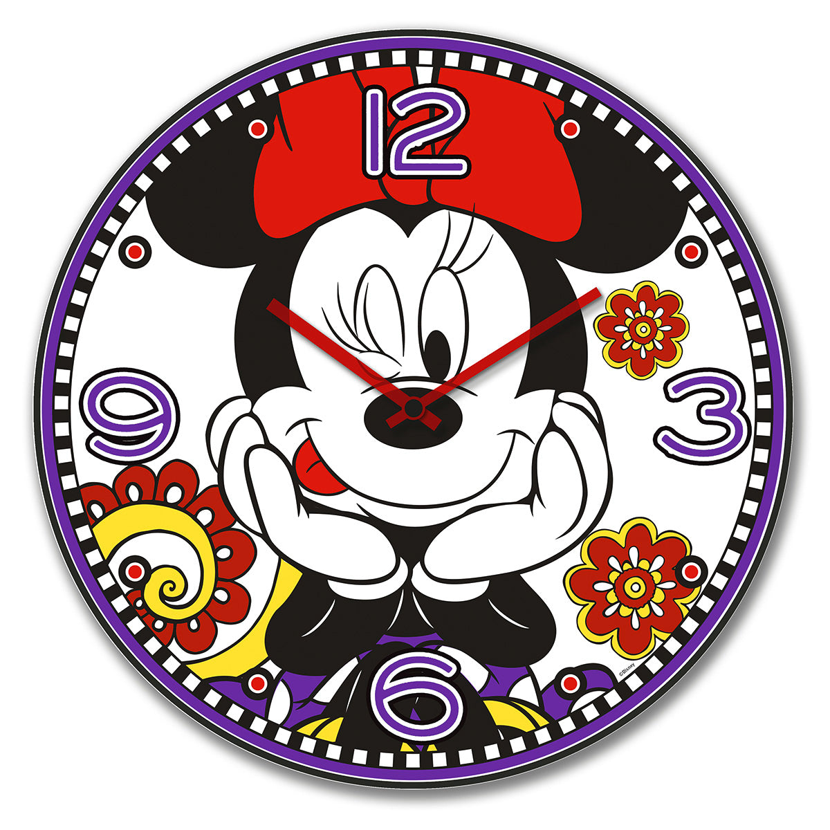 Wanduhr – Kunststoff Oberfläche, Blumen Muster, Schleifen Design - Minnie | Gilde