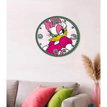 Wanduhr – Kunststoff Oberfläche, Blumen Muster, Rosa Design - Daisy Duck | Gilde