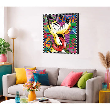 Wandbild – Holzrahmen Design, Leinwand Struktur, Pop Art Motiv - Pluto | Gilde