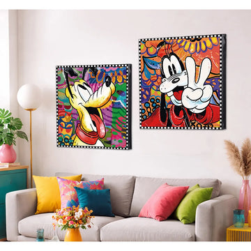 Wandbild – Holzrahmen Design, Leinwand Struktur, Pop Art Motiv - Pluto | Gilde