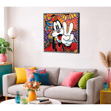 Wandbild – Holzrahmen Design, Leinwand Struktur, Pop Art Motiv - Goofy | Gilde