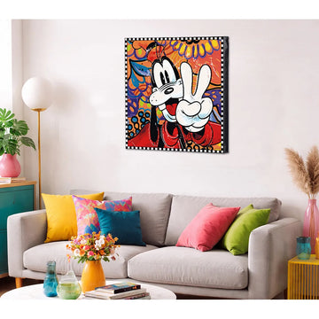Wandbild – Holzrahmen Design, Leinwand Struktur, Pop Art Motiv - Goofy | Gilde
