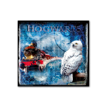 Wandbild – Holzrahmen Design, Leinwand Struktur, Eulen Motiv - Hogwarts Hedwig | Gilde
