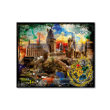 Wandbild – Holzrahmen Design, Leinwand Struktur, Fantasy Kunstwerk - Hogwarts | Gilde