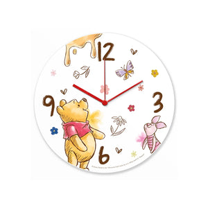 Wanduhr – Weißer Kunststoff, Rosa Akzente, Ferkelmotiv, 35 cm - Winnie Pooh | Gilde