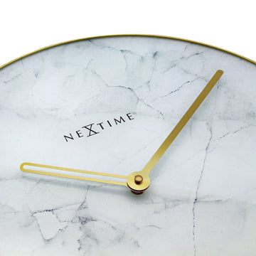 Wanduhr – Edle Marmoroptik, Goldene Zeiger, Elegante Glasfront - Marmor | NeXtime