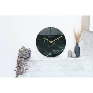 Wanduhr – Marmor-Glas, Goldene Zeiger, Elegantes Design | NeXtime