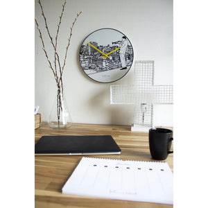 Wanduhr – Lautloses Uhrwerk, Jazzmotiv, Glasdesign - Trumpet City | NeXtime