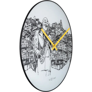 Wanduhr – Elegantes Glas, Stadtmotiv, Leises Werk - Sax City | NeXtime