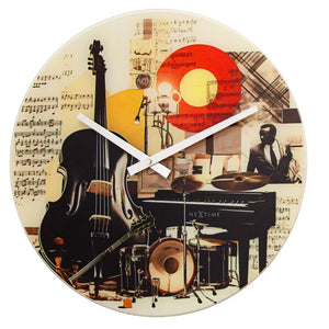 Wanduhr – Buntes Glas, Kräftige Grafik, Stilles Werk - Blues | NeXtime