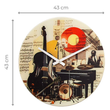 Wanduhr – Buntes Glas, Kräftige Grafik, Stilles Werk - Blues | NeXtime