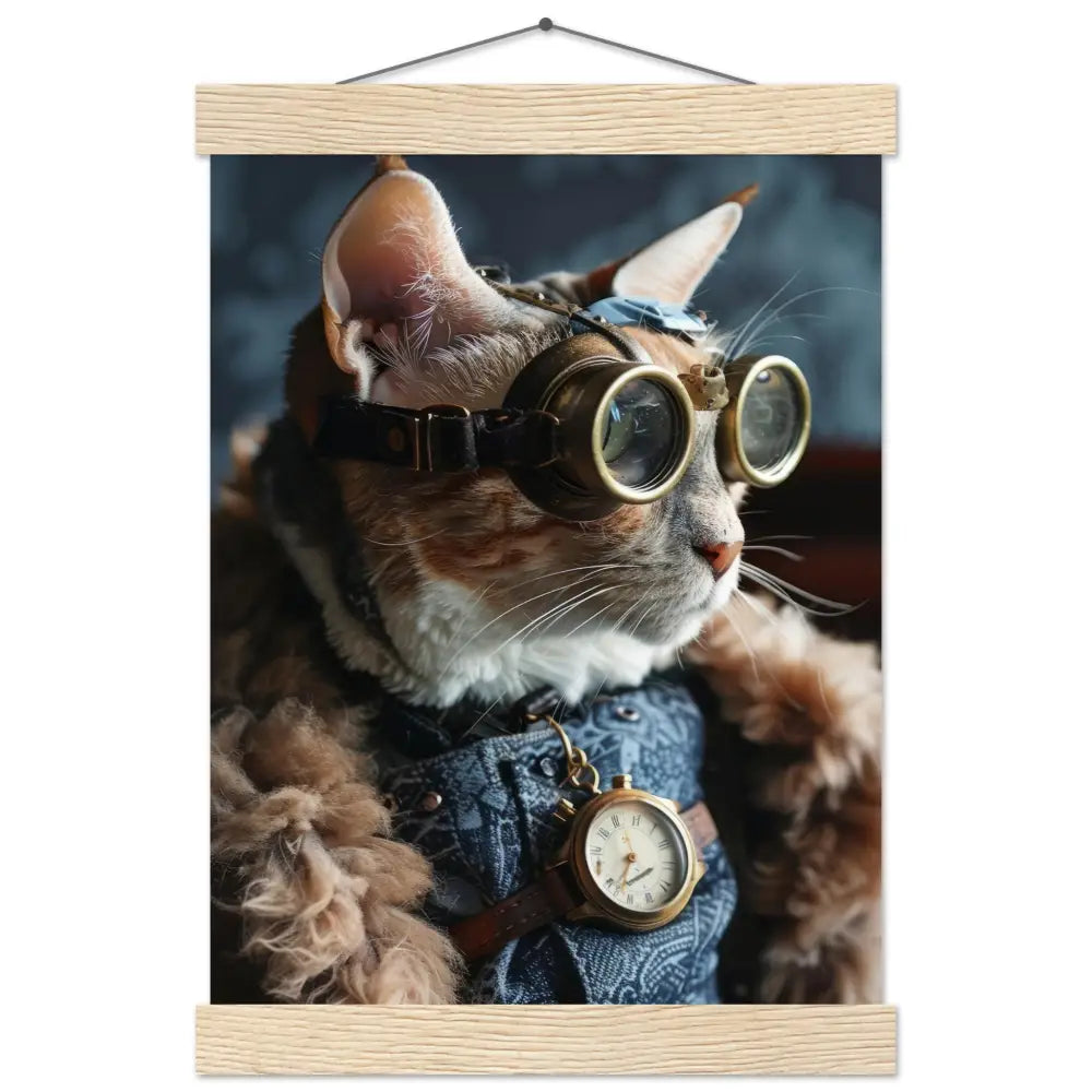 Schulposter – Singapura Katze, Steampunk-Outfit, antike Taschenuhr | St Tropez Art