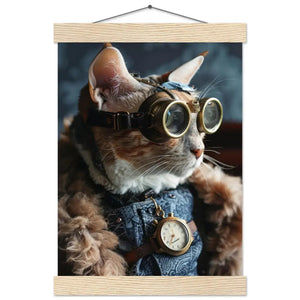 Schulposter – Singapura Katze, Steampunk-Outfit, antike Taschenuhr | St Tropez Art