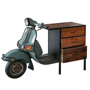 Kommode – Recyceltes Mangoholz, Schwarzes Metall, Antike Struktur, 107 cm - Roller | Gilde