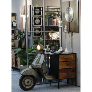 Kommode – Recyceltes Mangoholz, Schwarzes Metall, Antike Struktur, 107 cm - Roller | Gilde