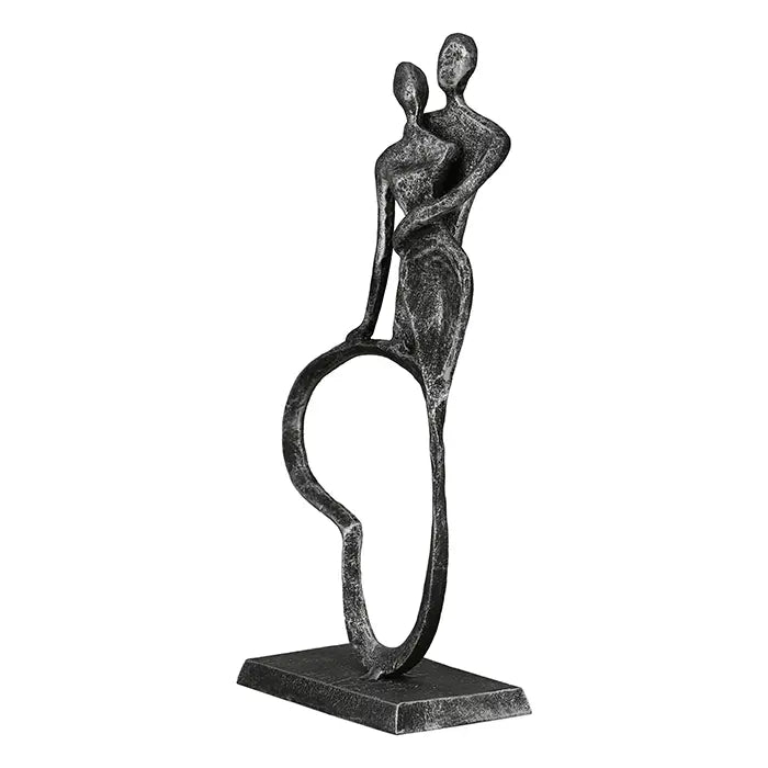 Herzskulptur – Antikes Eisen, Matte Struktur, Paarmotiv, 23 cm - Stand by me | Gilde
