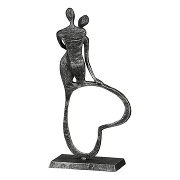 Herzskulptur – Antikes Eisen, Matte Struktur, Paarmotiv, 23 cm - Stand by me | Gilde