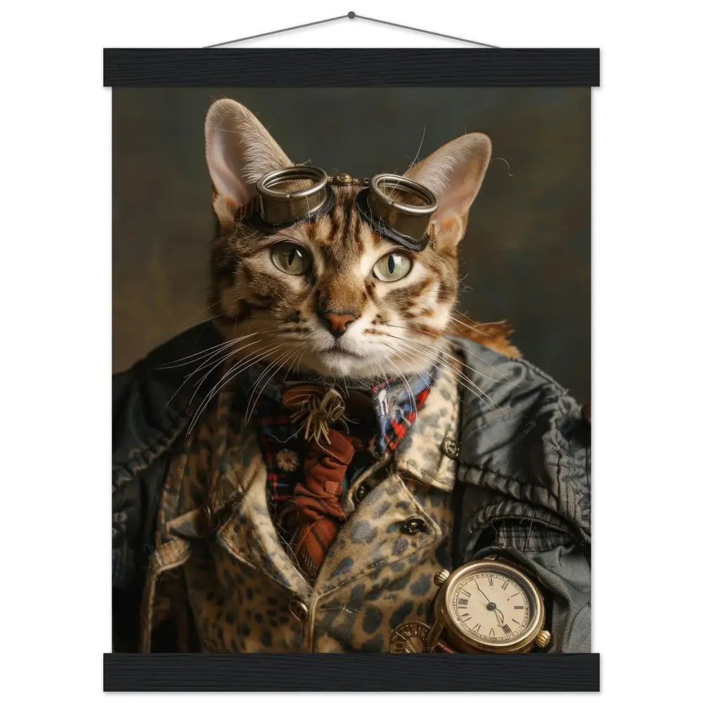 Schoolposter – Savannah Katze, Leopardenmuster, mattes Papier, Magnet-Holzleisten | St Tropez Art