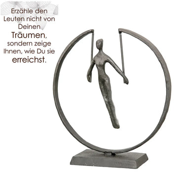 Skulptur – Eisenoptik, Kreisrahmen Design, Strukturierte Oberfläche, 21 cm - Gymnast | Gilde