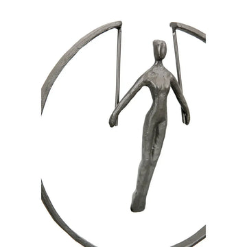Skulptur – Eisenoptik, Kreisrahmen Design, Strukturierte Oberfläche, 21 cm - Gymnast | Gilde
