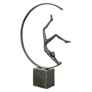 Skulptur – Eisenoptik, Kreisrahmen Design, Blocksockel Basis, 29 cm - Gymnast | Gilde