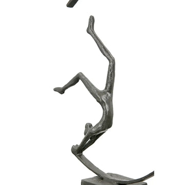 Skulptur – Eisenoptik, Kreisrahmen Design, Blocksockel Basis, 29 cm - Gymnast | Gilde
