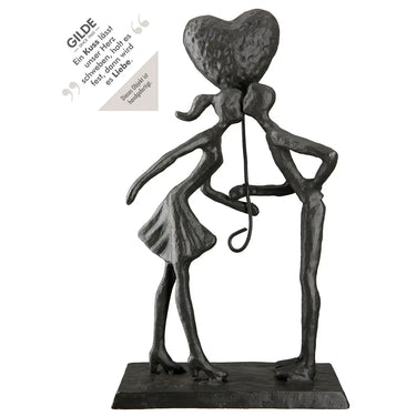 Skulptur – Braunes Eisen, Strukturierte Oberfläche, Romantisches Paarmotiv, 22.5 cm - Liebespaar | GILDE