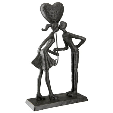 Skulptur – Braunes Eisen, Strukturierte Oberfläche, Romantisches Paarmotiv, 22.5 cm - Liebespaar | GILDE