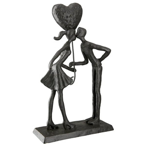 Skulptur – Braunes Eisen, Strukturierte Oberfläche, Romantisches Paarmotiv, 22.5 cm - Liebespaar | Gilde