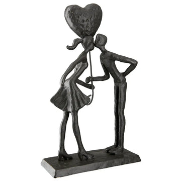 Skulptur – Braunes Eisen, Strukturierte Oberfläche, Romantisches Paarmotiv, 22.5 cm - Liebespaar | Gilde