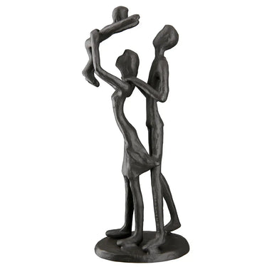 Skulptur – Braunes Eisen, Strukturierte Oberfläche, Familienmotiv, 20 cm - Familienglück | Gilde