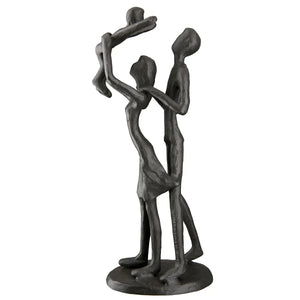 Skulptur – Braunes Eisen, Strukturierte Oberfläche, Familienmotiv, 20 cm - Familienglück | Gilde