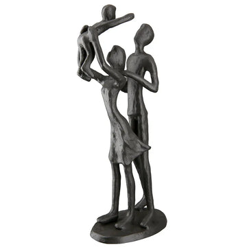 Skulptur – Braunes Eisen, Strukturierte Oberfläche, Familienmotiv, 20 cm - Familienglück | Gilde