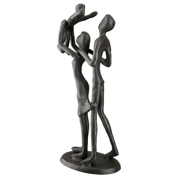 Skulptur – Braunes Eisen, Strukturierte Oberfläche, Familienmotiv, 20 cm - Familienglück | Gilde