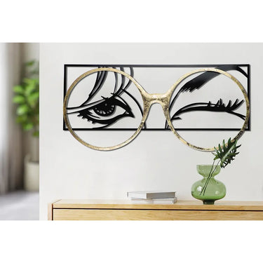 Wandrelief – Goldfarbenes Metall, Schwarzer Akzent, Glänzende Oberfläche, 90 cm - Twinkle | GILDE
