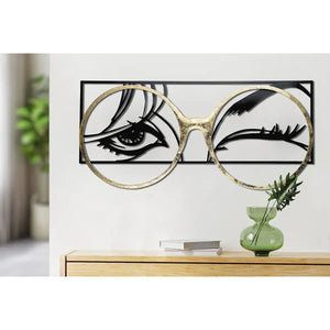 Wandrelief – Goldfarbenes Metall, Schwarzer Akzent, Glänzende Oberfläche, 90 cm - Twinkle | Gilde