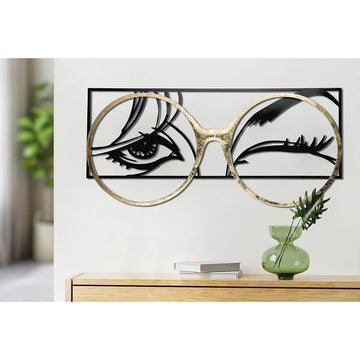 Wandrelief – Goldfarbenes Metall, Schwarzer Akzent, Glänzende Oberfläche, 90 cm - Twinkle | Gilde