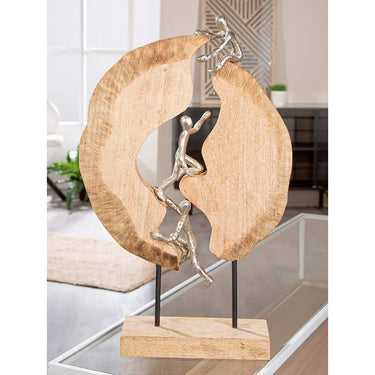 Skulptur – Edles Aluminium, Natürliches Mangoholz, Ausdrucksstarkes Design, 36 cm - Hoch Hinaus | GILDE