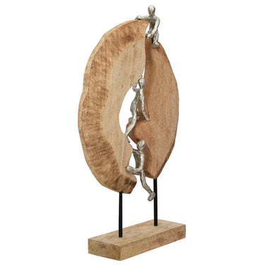 Skulptur – Edles Aluminium, Natürliches Mangoholz, Ausdrucksstarkes Design, 36 cm - Hoch Hinaus | GILDE