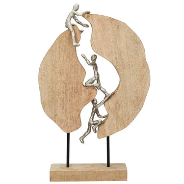Skulptur – Edles Aluminium, Natürliches Mangoholz, Ausdrucksstarkes Design, 36 cm - Hoch Hinaus | GILDE