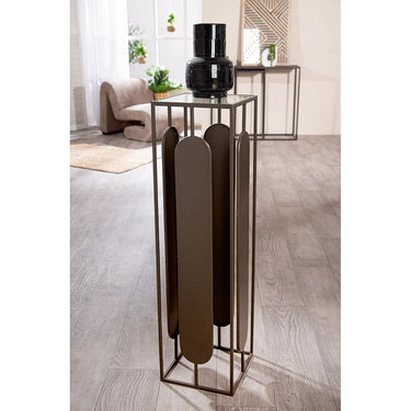 Säule – Metallische Optik, Anthrazitfarbenes Metall, Glaseinsatz, 100 cm Höhe - Zulu | Gilde