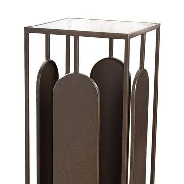 Säule – Metallische Optik, Anthrazitfarbenes Metall, Glaseinsatz, 100 cm Höhe - Zulu | Gilde