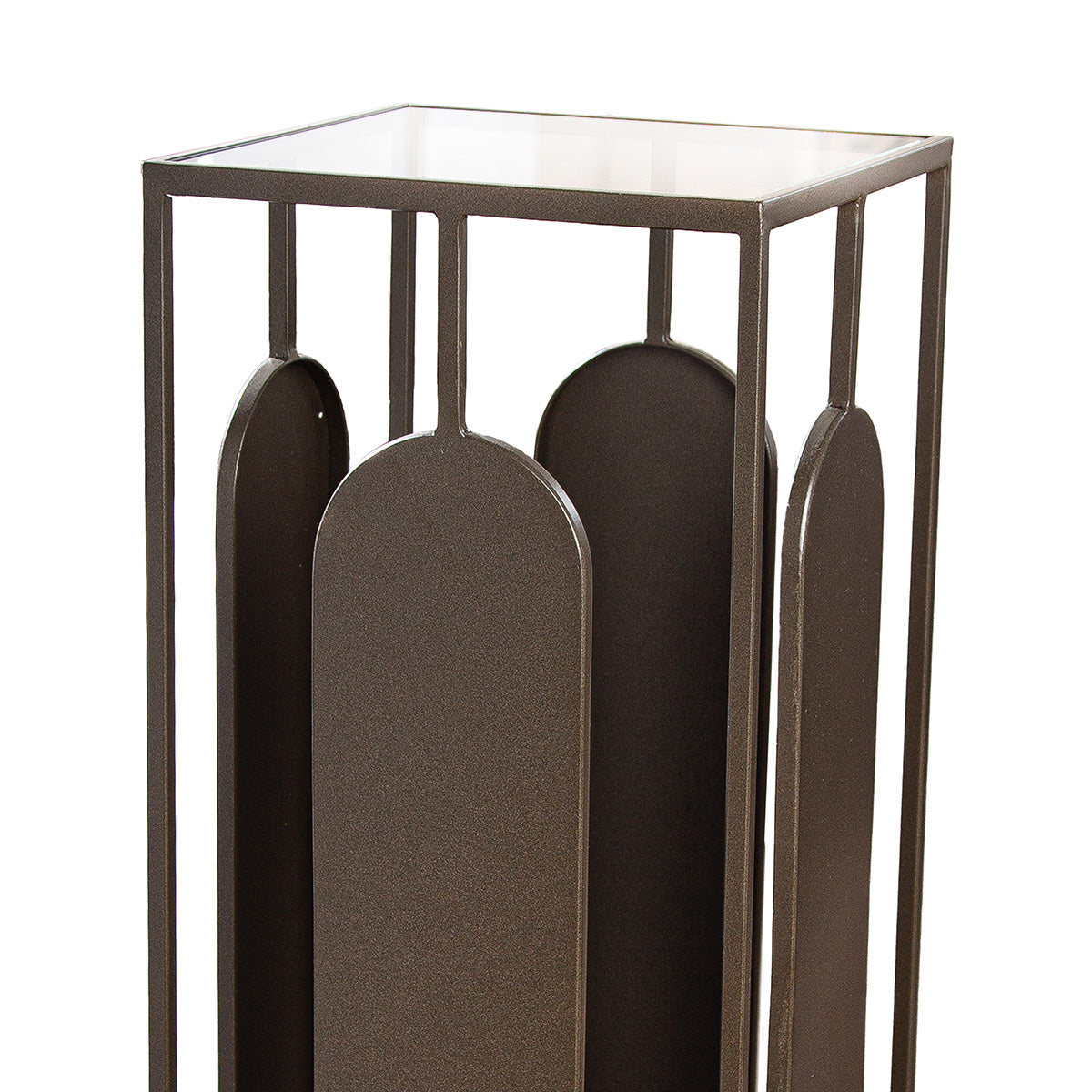 Säule – Metallische Optik, Anthrazitfarbenes Metall, Glaseinsatz, 100 cm Höhe - Zulu | Gilde