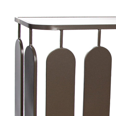Sideboard – Metallische Optik, Anthrazitfarbenes Metall, Glaseinsatz Platte - Zulu | Gilde