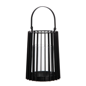 Windlicht – Schwarzes Metall, Mattes Finish, Bügelgriff Design, 32cm Höhe - Porta | Gilde