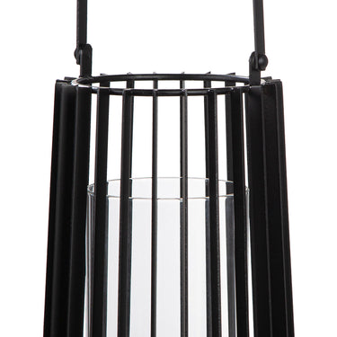 Windlicht – Schwarzes Metall, Mattes Finish, Bügelgriff Design, 32cm Höhe - Porta | Gilde