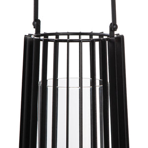 Windlicht – Schwarzes Metall, Mattes Finish, Bügelgriff Design, 32cm Höhe - Porta | Gilde